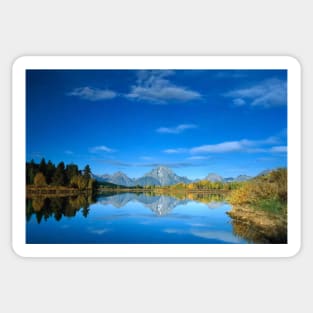 Mt Moran Reflected In Oxbow Bend Grand Teton National Park Sticker